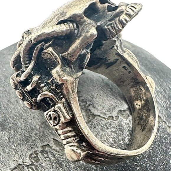 Axel Stocks Metal Messiah Biometric Skull Ring SZ US 12 - Picture 3 of 11